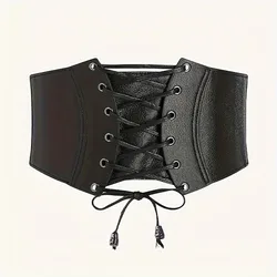 Chic Vintage-Inspired Elastic Waist Cincher with Bow Detail - Faux Leather, Perfect for Casual Attire & Special Occasions