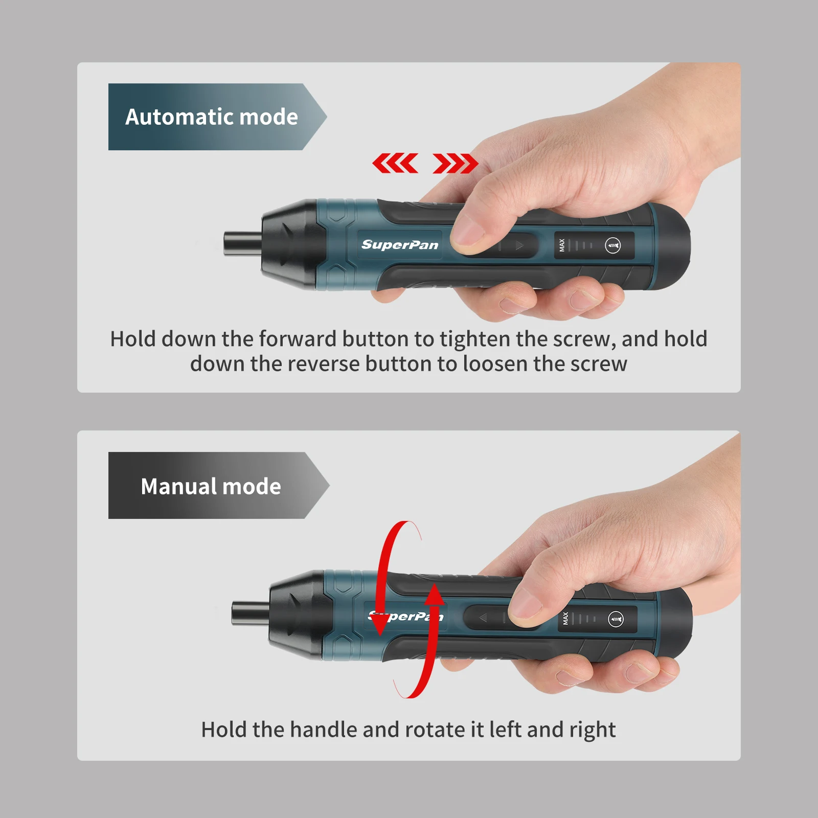 

SuperPan Home Repair Screwdriver Rechargeable LED Light Hex Collet Furniture Installation Electric Screwdriver Tool