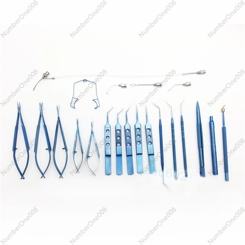 

21PCS Titanium Alloy Eye Ophthalmic Cataract & Intraocular Set Surgical Instrument Eye Micro Surgery Tools