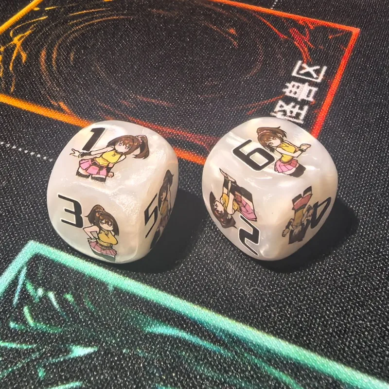 16mm Yu-Gi-Oh! Tea Gardner Themed Board Game Multi-sided Dice First Attack Then Defense YGO Token Damage Counter Resin Dice Toys
