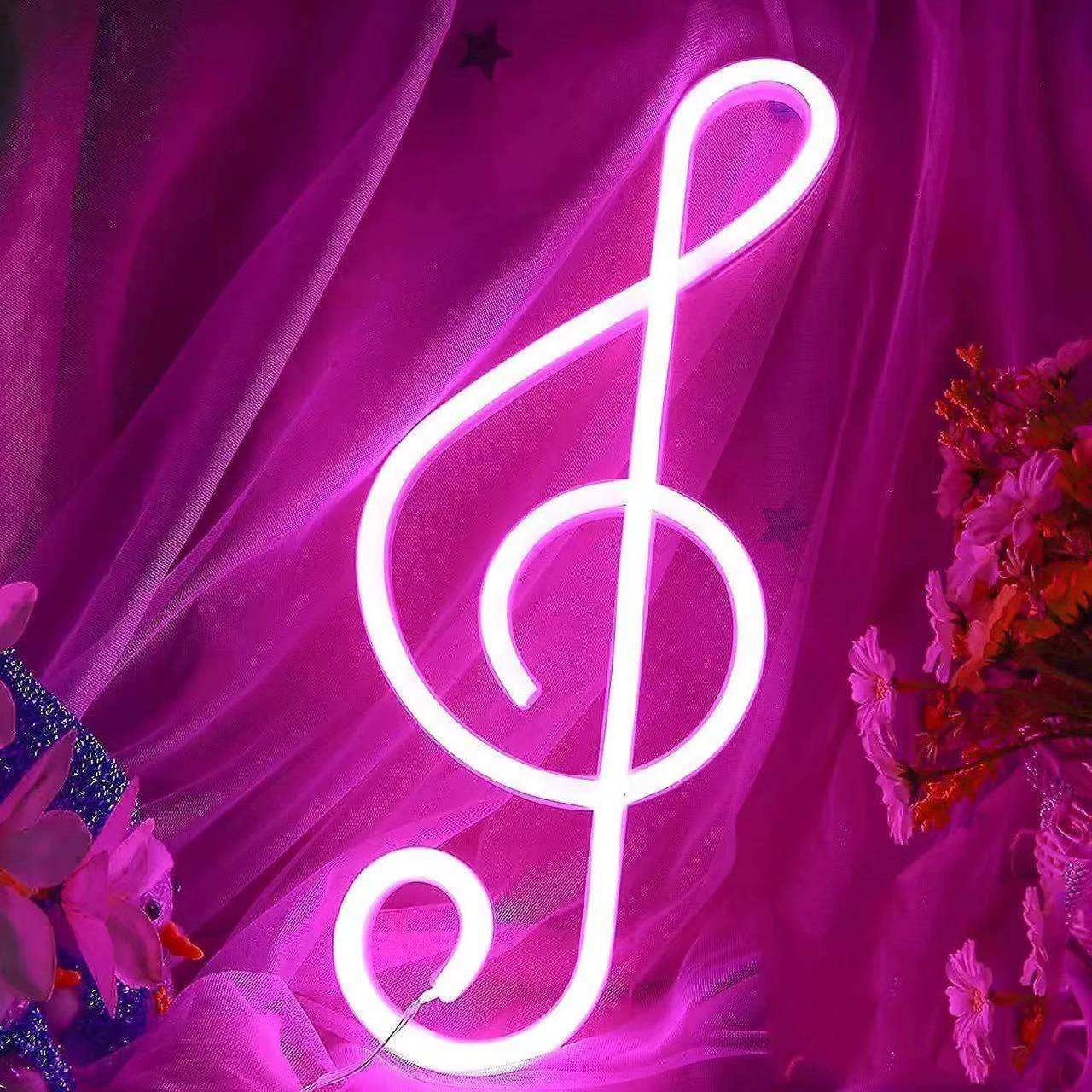 Music Note Guitar LED Neon Light Festival Decoration Luminous Neon Lamp Bedroom Living Room KTV Bar Party Home Decor Lamp