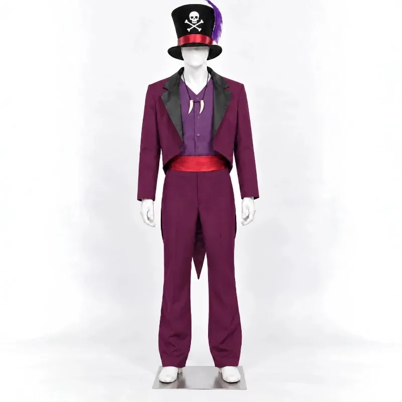 Movie Dr Facilier Cosplay Shadow Man Frog Costume Men Tailcoat Suit Skull Top Hat Necklace Halloween Carnival Fancy Disguise - view 2