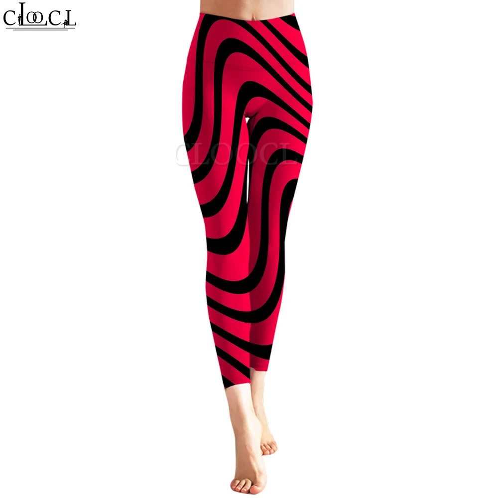 CLOOCL Vrouwen Yoga Broek Leggings Strakke Broek Tricolor Curve Patroon Print Sexy Sportkleding Y2k Disco Leggings Nieuwe 2022