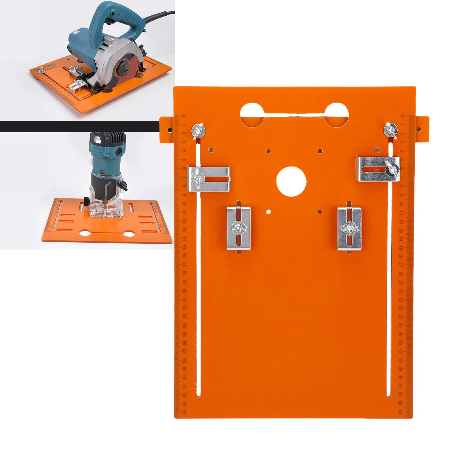 

Router Table Insert Plate Circular Saw Base Plate 28x38cm Router Table Insert Plate with Clear Scale Markings for Woodworking