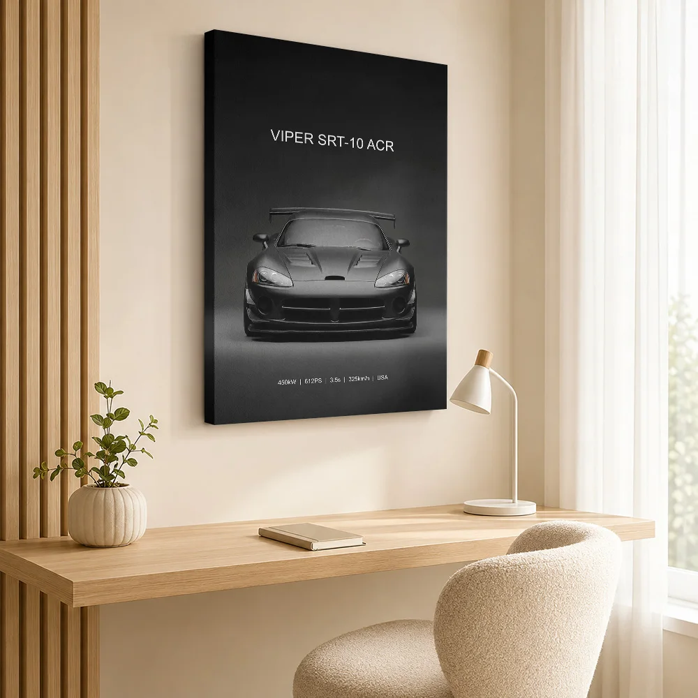 Minimalist Black American Viper Srt-10 ACR Car Canvas Painting Poster Personalized Photo Retro Wall Art Garage Decor Driver Gift