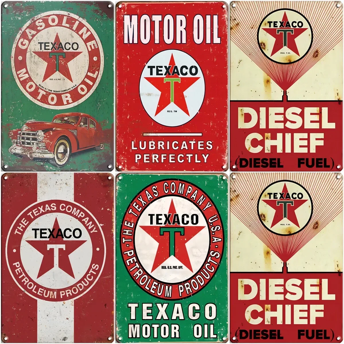 TEXACO MOTOR OIL Tin  Sign The Art Painting Plaque Metal Wall Decoration Poster Decors for Office Home Man Cafe shop bar