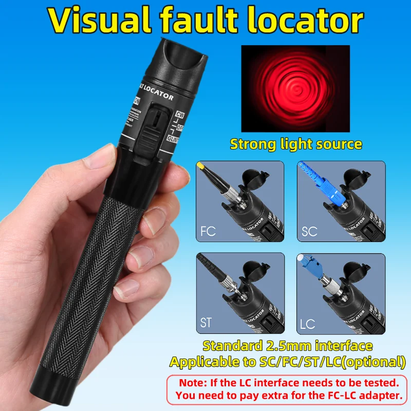 FTTH Visual Fault Locator 30/1/10/20/50mW Optical Fiber Cable Testrer Pen 2.5mm Interface (SC/FC/ST) VFL Fiber Optic Test Tool