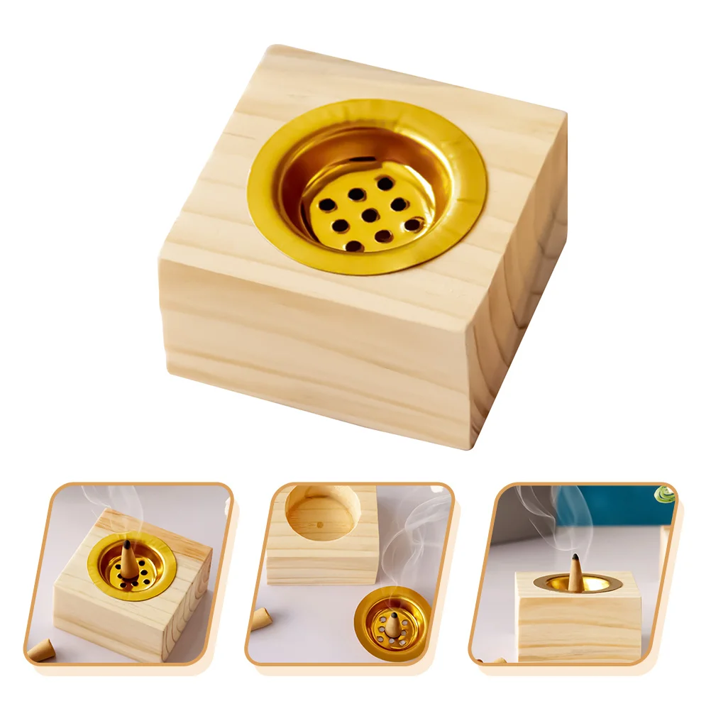 

Wooden Incense Burner Retro Aromatherapy Stove Home Office Meditation Decor Small Censer Creative Craft Furnace Desktop Aroma