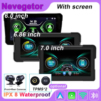 Car Motorcycle Carplay Waterproof 1080P 6 inch WiFi Wireless Android-Auto DVR Monitor Dash Camera GPS Navigation TPMS BT