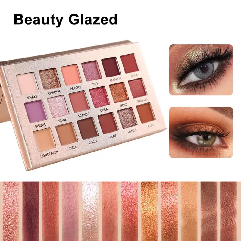 Beauty Glazed 18 สี Glitter Matte Eyeshadow Palette แต่งหน้า Glitter Pigment Smoky Eyeshadow Palette เครื่องสําอางกันน้ํา TSLM2