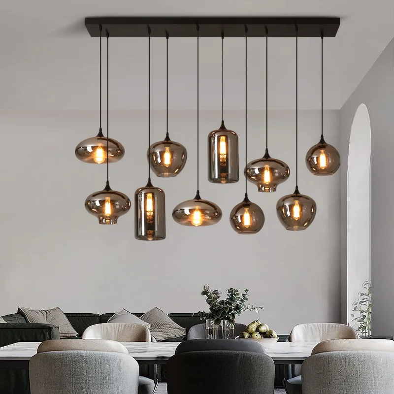 

Nordic LED Chandeliers Bar Creative Restaurant Lamp Multi Glass Lighting Designer Restaurant Home Decor Loft Suspension Lights