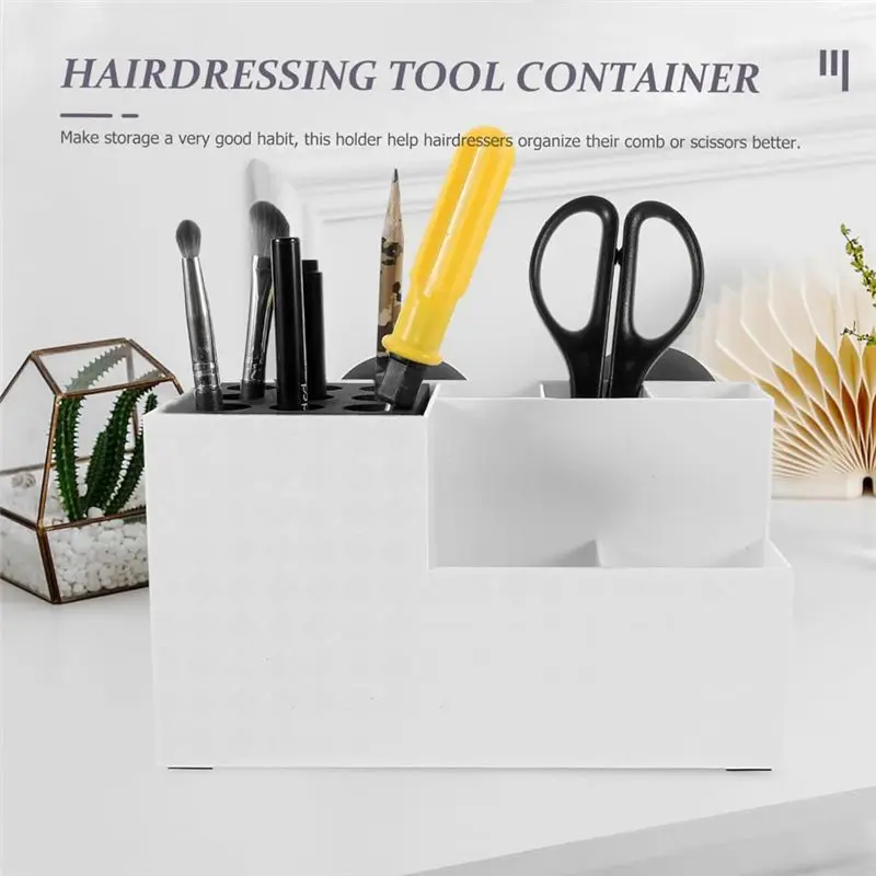 AEE4-White Scissor Non-Slip Storage Rack Ultra Light Hair Tool Organizer Hair Dryer Barber Tool Hairdressing Tool Organizer