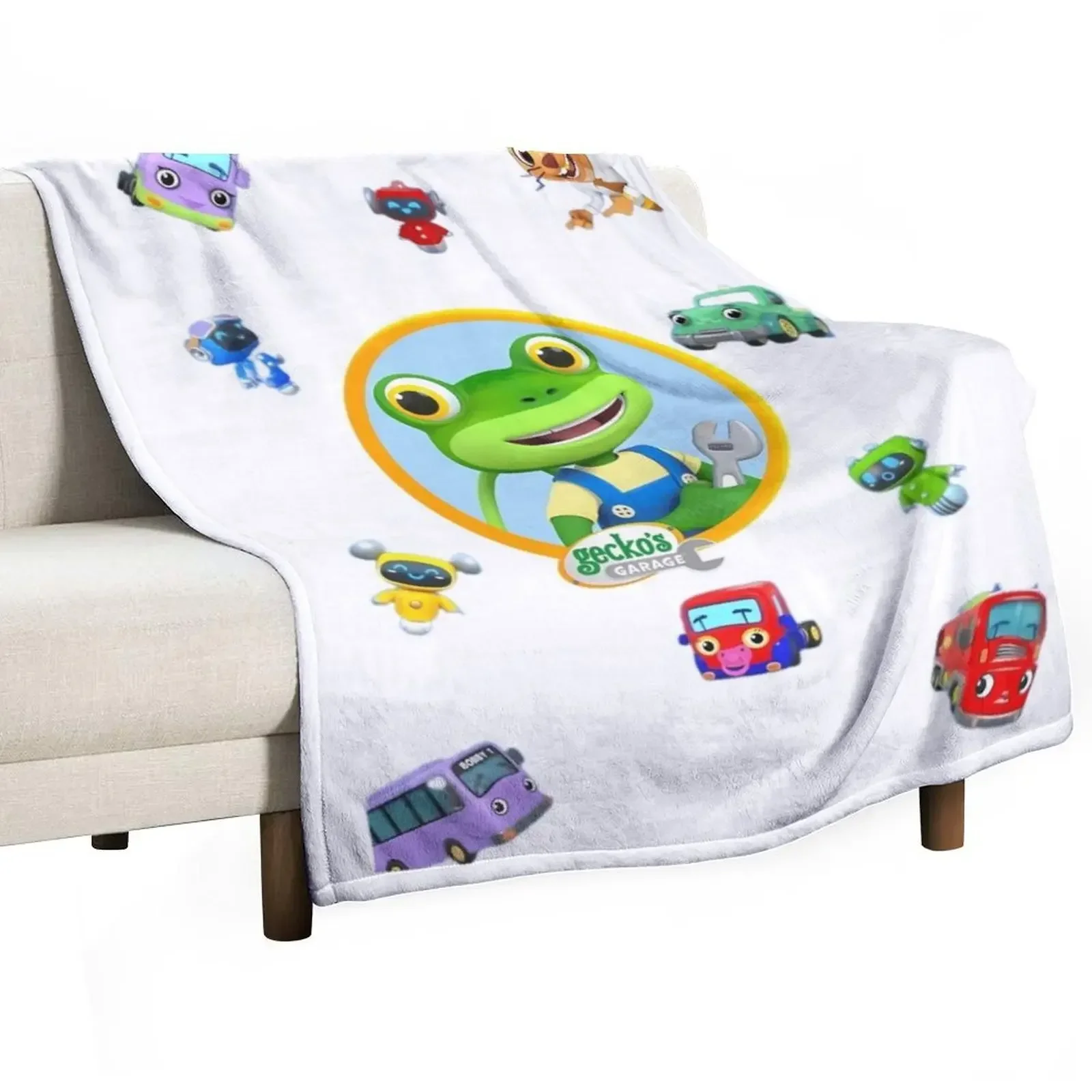 

geckos garage Throw Blanket Sofa Quilt Cute Plaid Blankets
