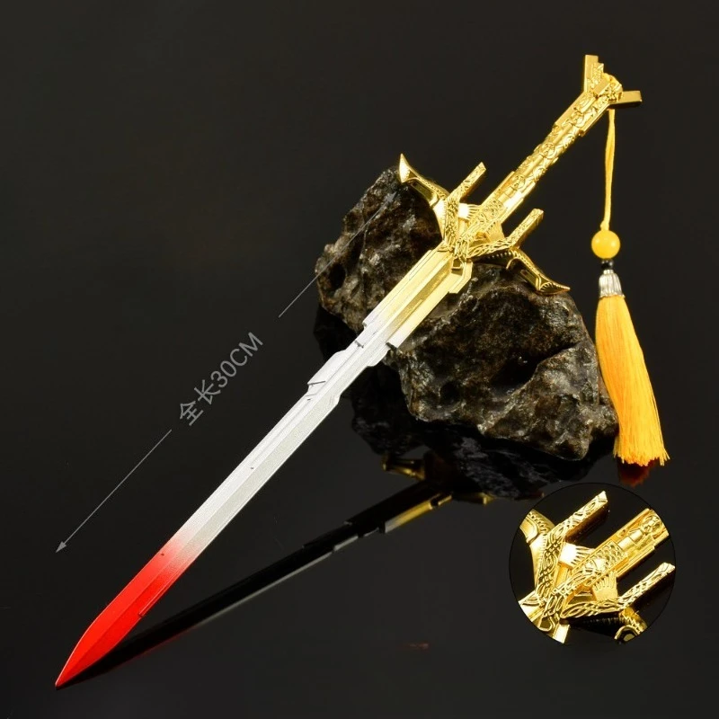 Espadas medievales de 30cm/11,8 pulgadas, modelo de arma Asassin's Creed, periféricos de juego de Metal, Cosplay, regalo de vacaciones, adornos, juguetes coleccionables