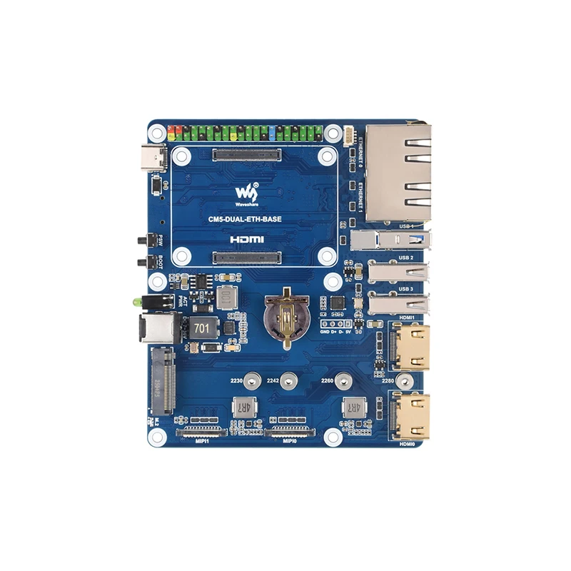 Gigabit / 2.5G Dual Ethernet Base Board For Raspberry Pi CM5. Dual RJ45 Ethernet Ports, Supports Dual 4K Display Outputs