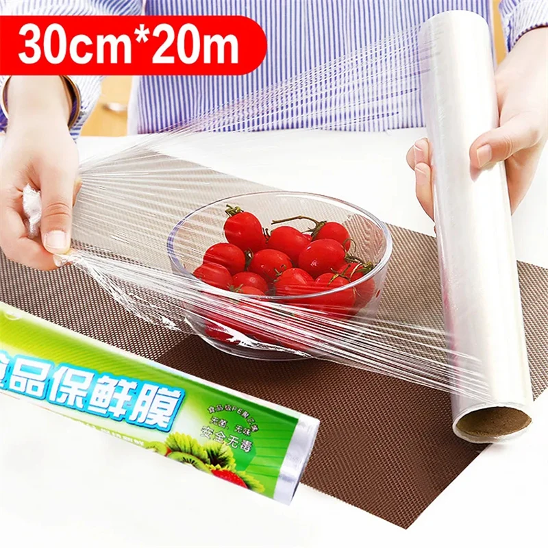 1PC PE Household Disposable Food Cling Film Food Plastic Wrap For Kitchen Refrigerator Vegetable Fruits Food Cling Wrap 30cm*20m