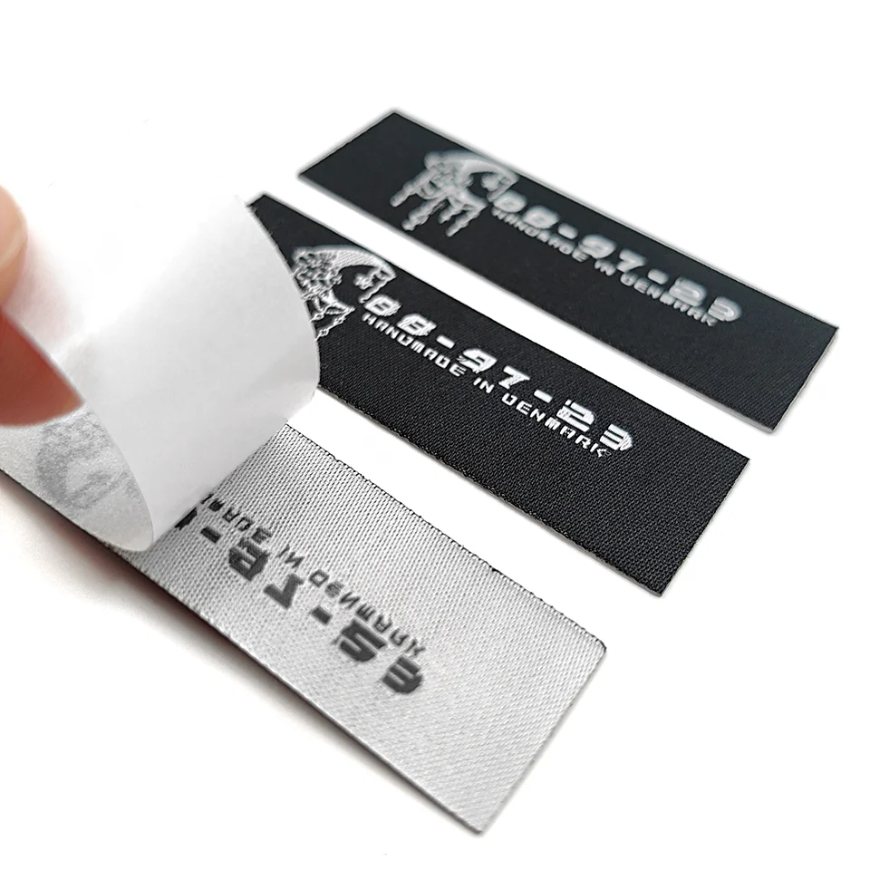 Luxury Custom Iron on Woven Labels Heat Transfer Size Labels for Clothing Self-Adhesive Clothing Tags