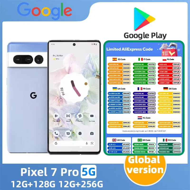 GooglePixel7pro  5G 6.7Inch LTPO AMOLED 120Hz Screen Google Tensor 30W Super Charge 5003mAh Battery OTG used phone