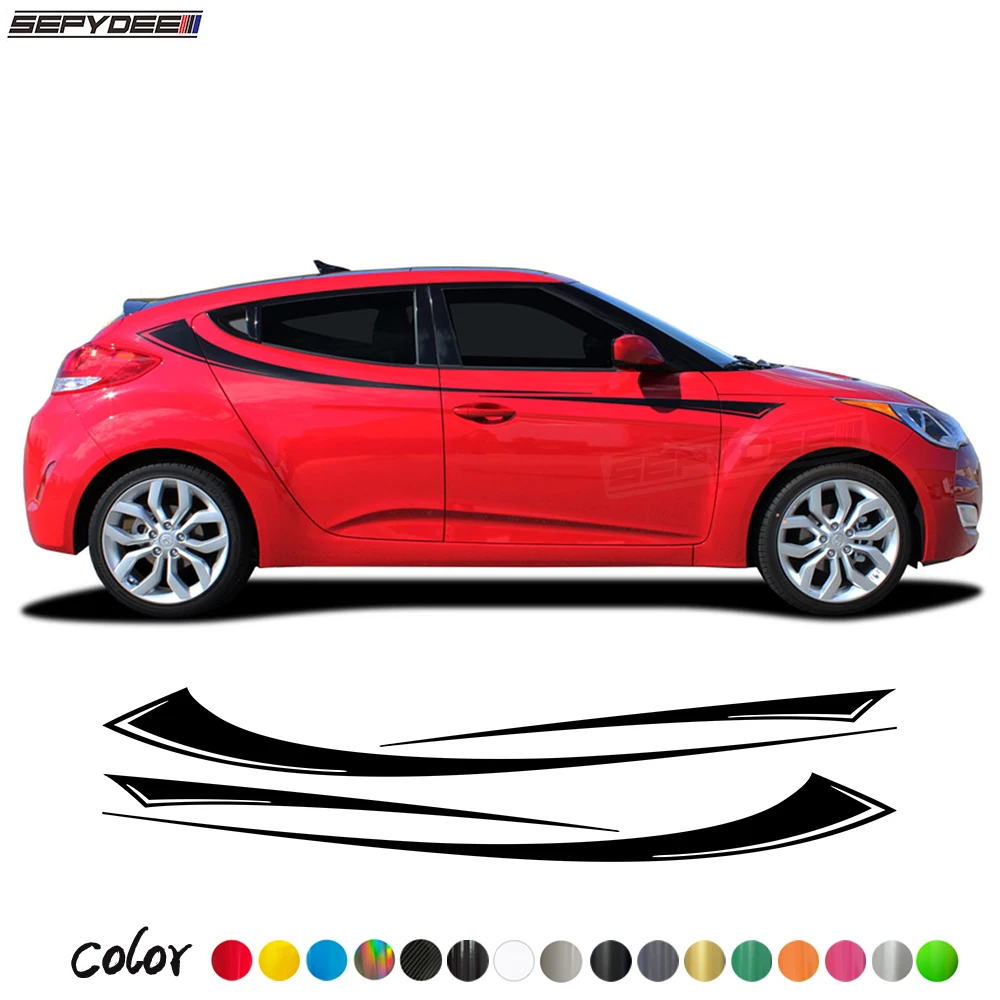 Racing Sport Car Door Waist Line Sticker Auto Body Decor Long Stripes Vinyl Decals For Hyundai Veloster Accessories