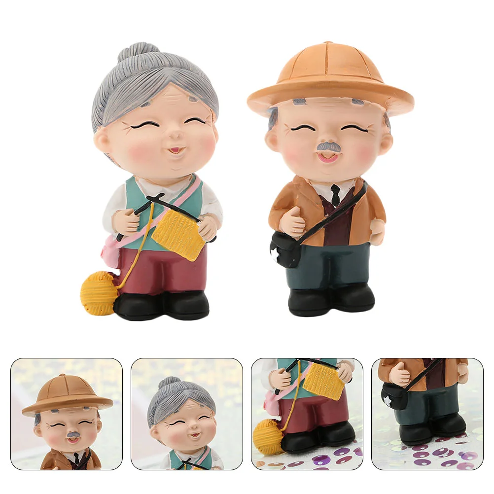 

2 Pcs Dessert Cake Decoration Bridegroom Couple Figurine Resin Desktop Ornament