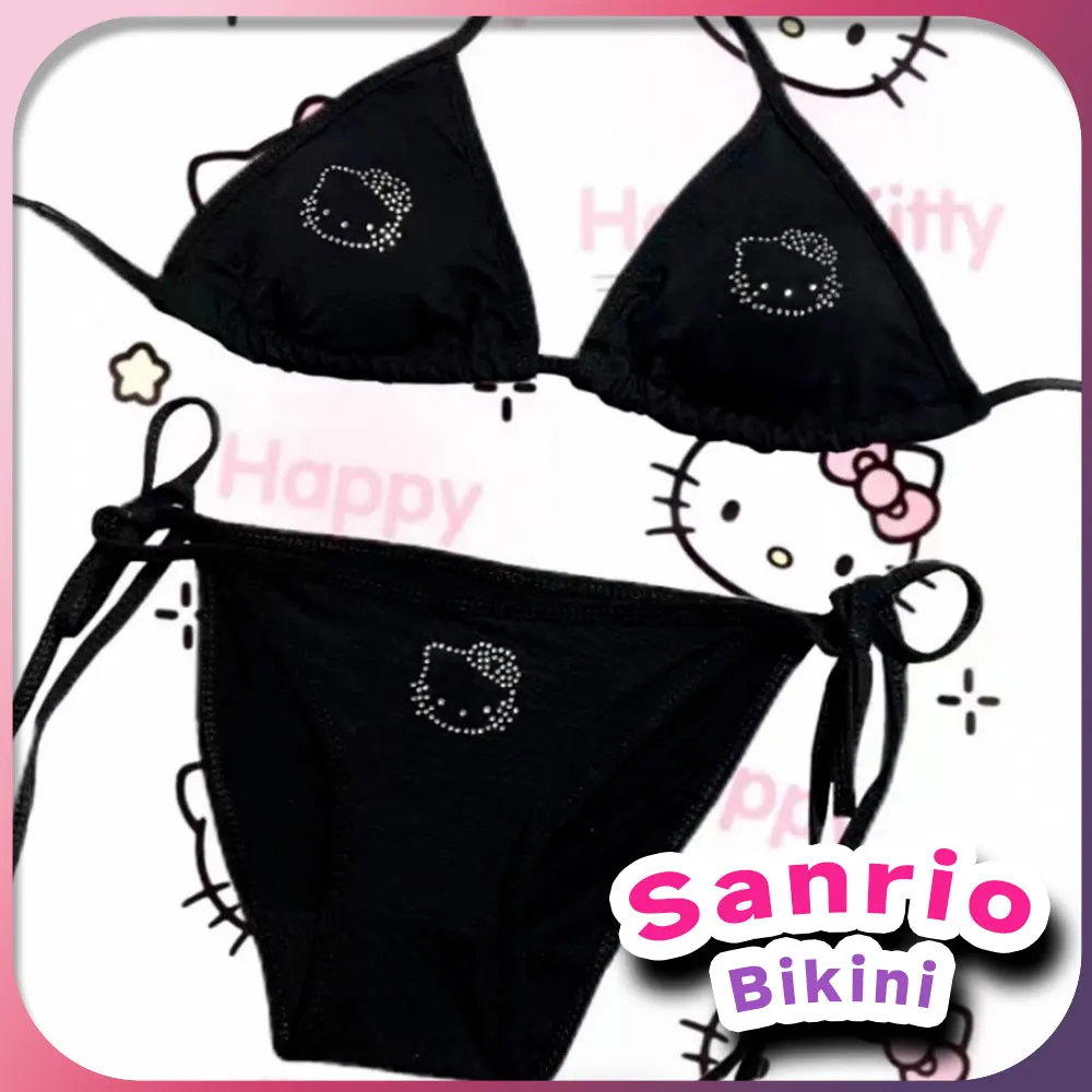 

Sanrio Tan Hello Kitty Bikini Set Kawaii 2 Piece Y2k Cute Anime Women Swimsuits Bathing suit Swimwear Gift for Girls