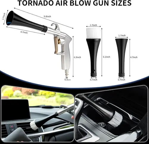 Imagen 2 del producto Pistola de soplado de polvo de alta presión, pistola de lavado de coches con soplado de aire Tornado, pistola de limpieza en seco eficiente, herramientas profesionales de limpieza Interior de coche