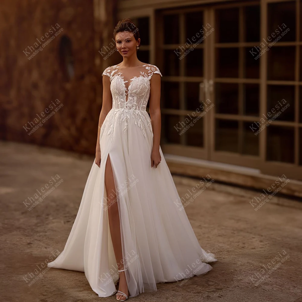 

Glamorous Wedding Dresses A Line Bridal Gowns Lace Appliques Cap Sleeves Robe For Formal Party Vestidos De Novia Customized 2025