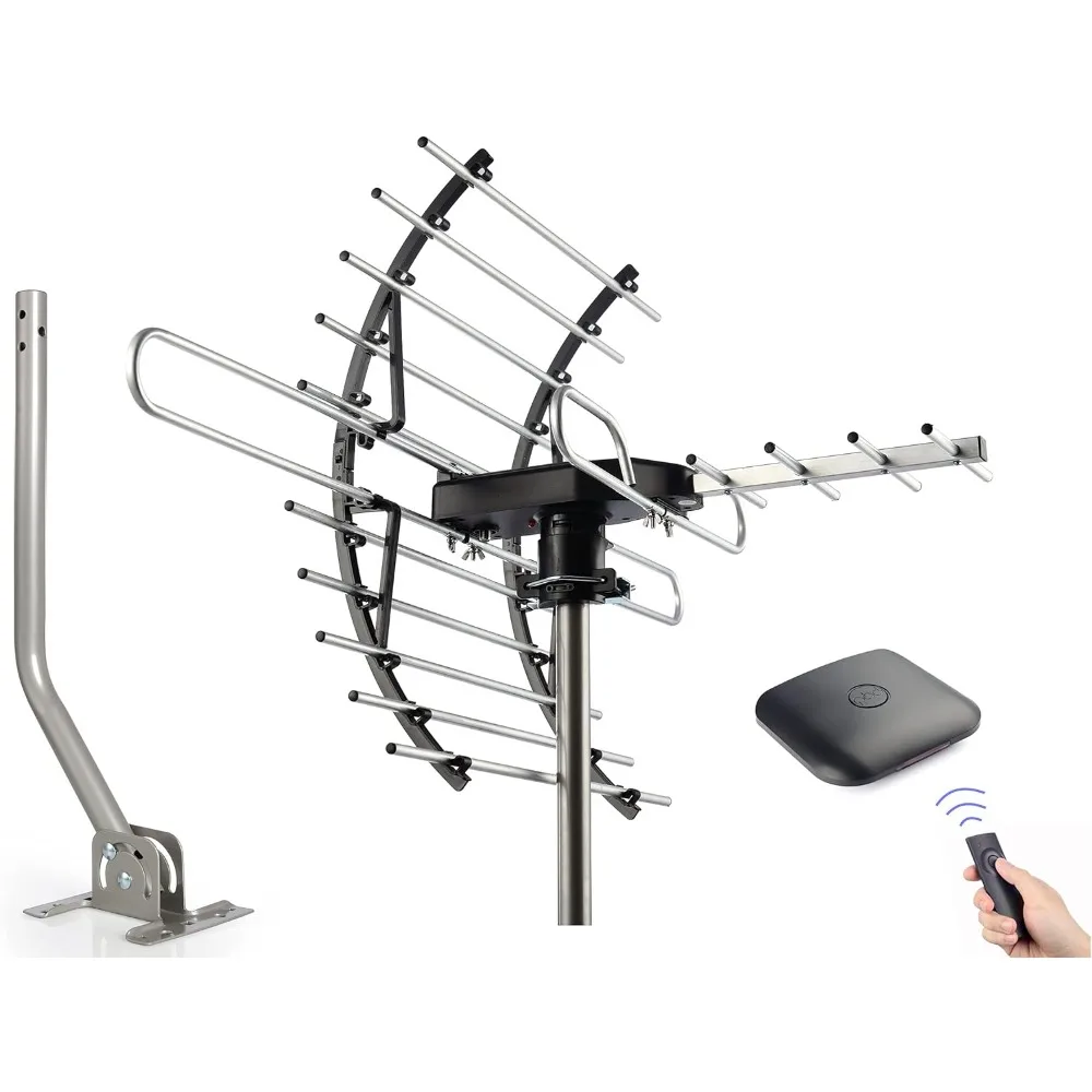 

Digital HD TV Antenna Amplified Attic Outdoor with Wireless Remote 360 Degree Rotation for 4K 1080P VHF UHF Long Range 200