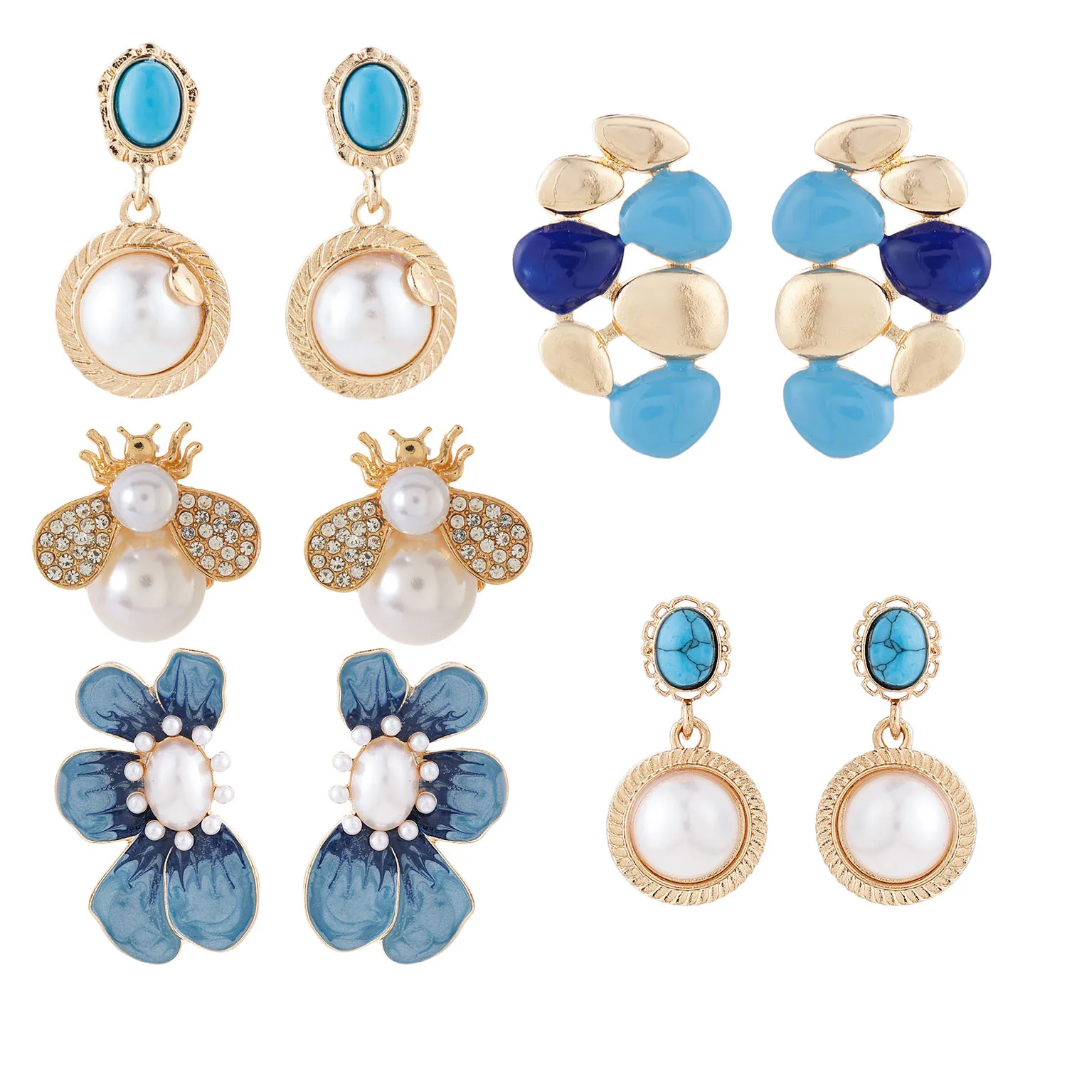Accessories Ins Personalized Drip Oil Imitation Pearl Earrings for Women, Fresh Geometry, High End CombinationE2455A