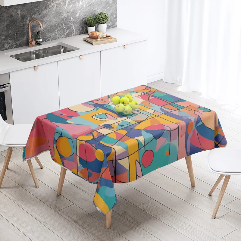 مجردة هندسية مفرش المائدة مقاوم للماء مقاومة للبقع الطرف الديكور مطعم مقهى طاولة طعام مفارش المائدة 140X200cm #3