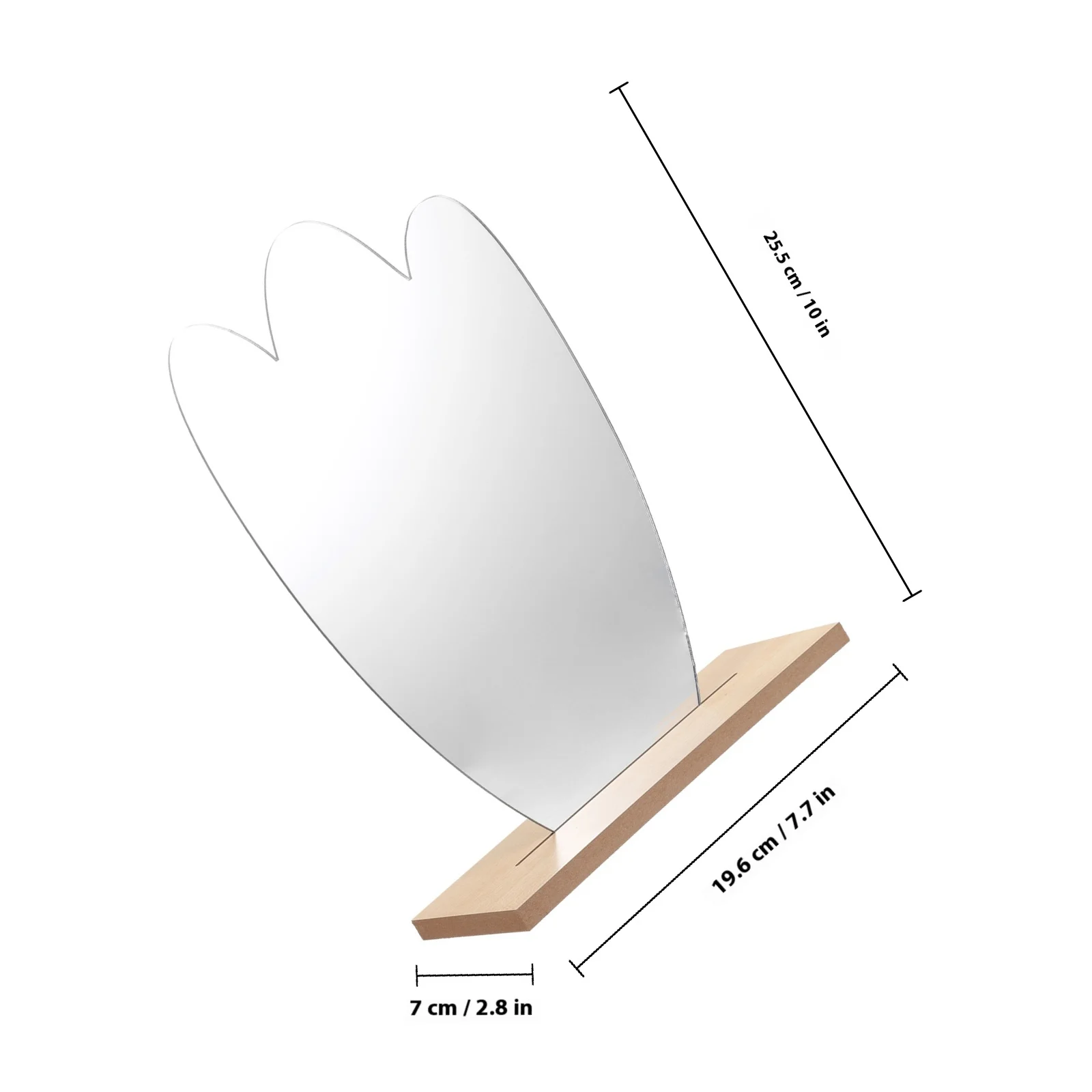 Espelho de mesa irregular estético bonito espelho de mesa de maquiagem com suporte para uso de escritório em casa espelhos de mesa para o quarto