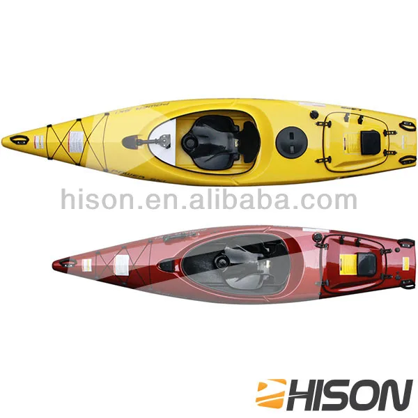 دواسة صيد بمقعد واحد كاياك للبالغين مع محرك رباعي الأشواط ومجداف من الألياف الزجاجية هيكل من مادة البولي ايثيلين وLLDPE بطول 4 أمتار #4