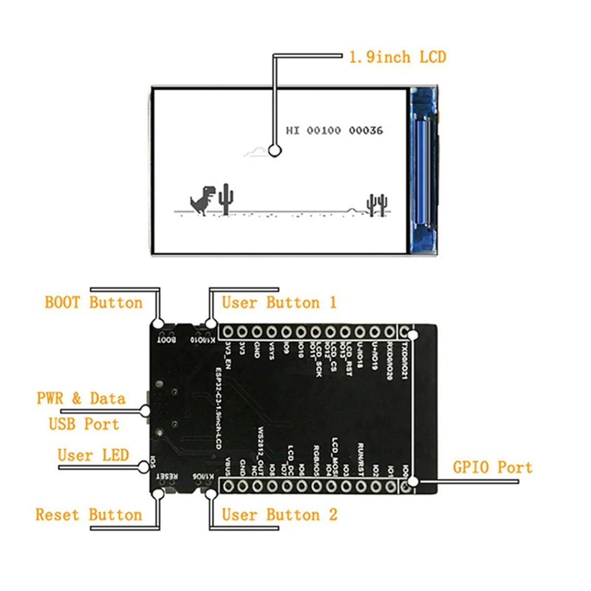 POP-lESP32-C3 Development Board with 1.9Inch LCD Display ST7739 Driver Ips Interface Lvgl Bluetooth Wifi