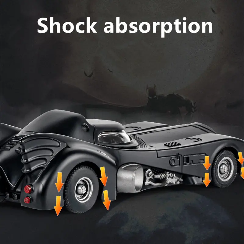 1/24 Classic Movie Car Alloy Batmobile Bat Sports Car Model Diecast Metal Toy Racing Car Model Sound Light Simulation Kids Gifts