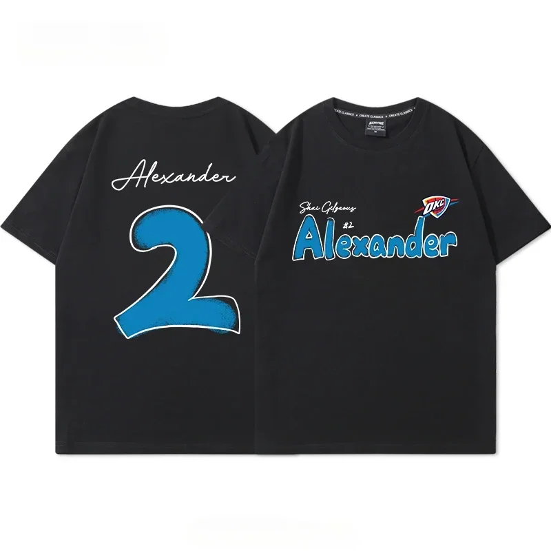 Basketball Star OKC Thunder  NO.2  Alexander Funny Print Cotton T-shirt Couple Shirt Tops Oversize Short Sleeve High Quality