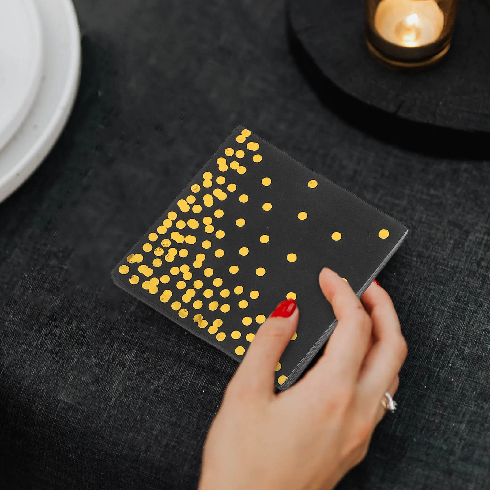 الذهب احباط المناديل الورقية الأبيض والذهبي أنيقة حفل زفاف وعيد ميلاد المتاح ضيف عشاء المناديل لينة ماصة الديكور