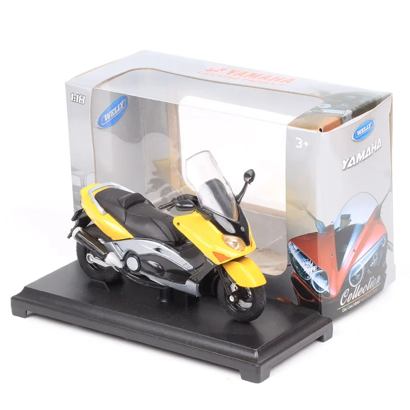 

Welly масштаб 1/18 2001, Yamaha Tmax XP500 Maxi скутер, модель мотоцикла, литой под давлением спортивный велосипед, желтый коллекционный автомобиль