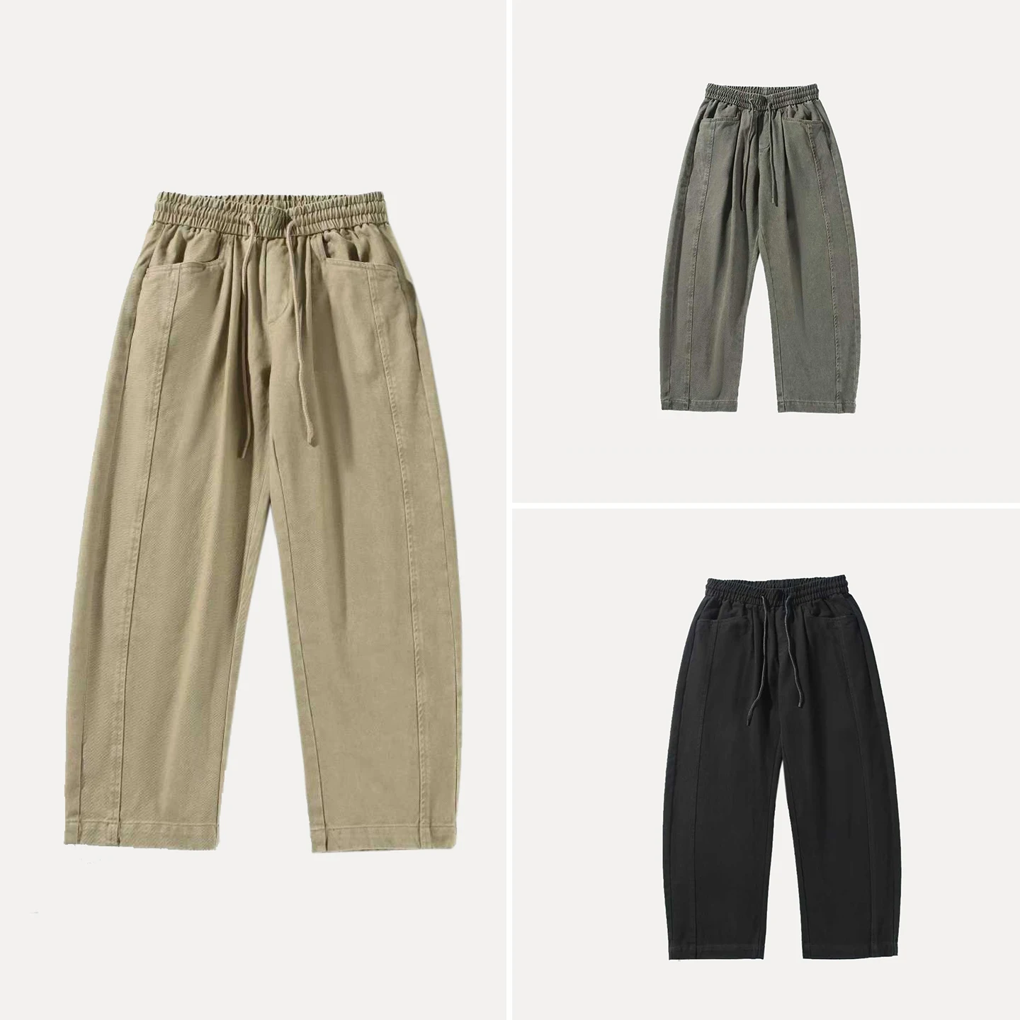 

Faionable Versatile Men's Wide Leg Pants Retro Waed Basic Workwear Trousers Straight Cut Loose Fit Casual Pants