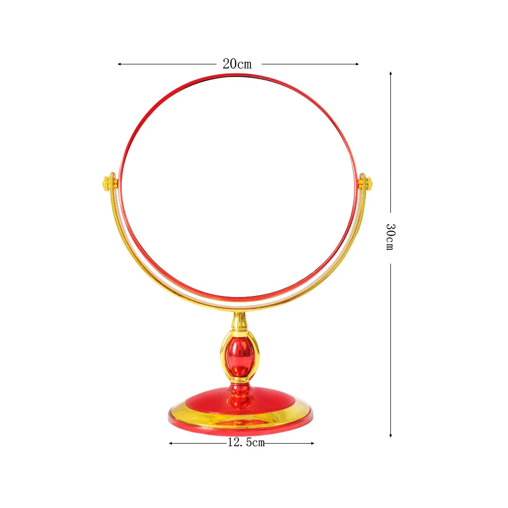 กระจกแต่งหน้าแบบหมุนได้สองด้านทรงกลม ขาตั้งสูง ภาพคมชัดระดับ HD สำหรับโต๊ะเครื่องแป้ง เหมาะสำหรับผู้หญิง