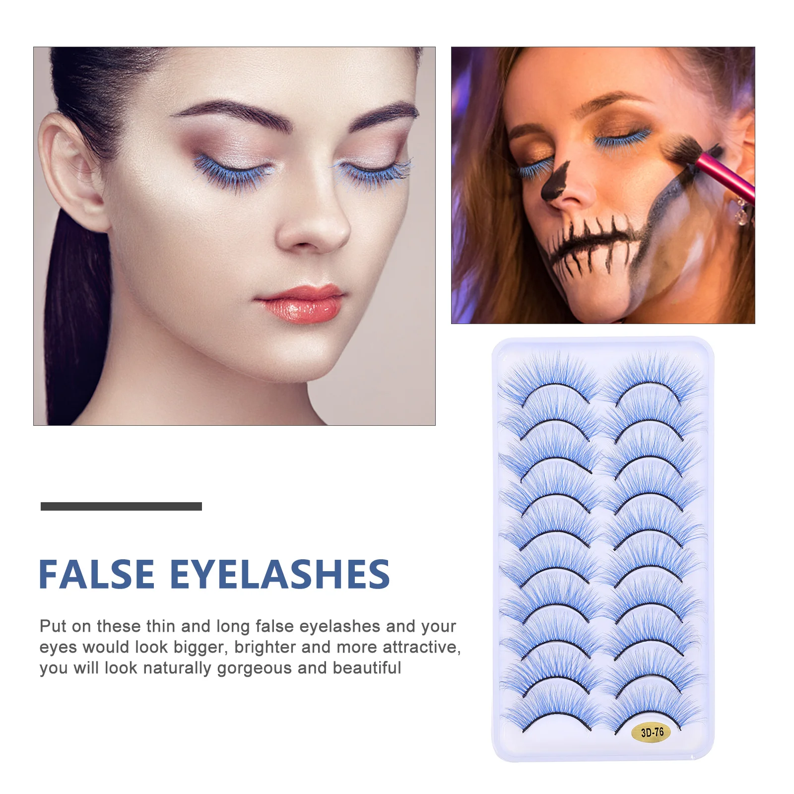 

10 Pairs Fake Eyelashes Attractive False Natural Look Halloween Practice for Women Cosplay Accessories Fiber Comfortable