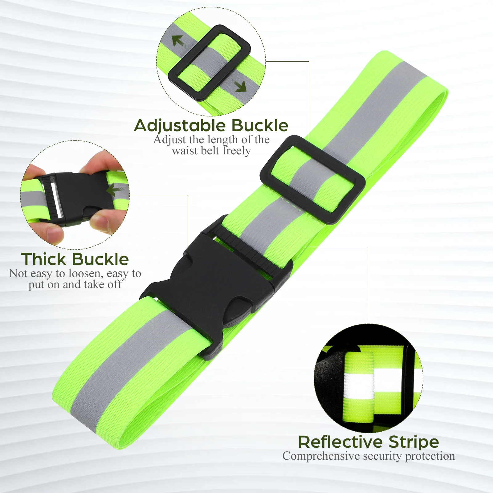 حزام أمان مرن خفيف الوزن قابل للتعديل باللون الأخضر الفلوريسنت لراكبي الدراجات والمشايات والعمال الخارجيين #3