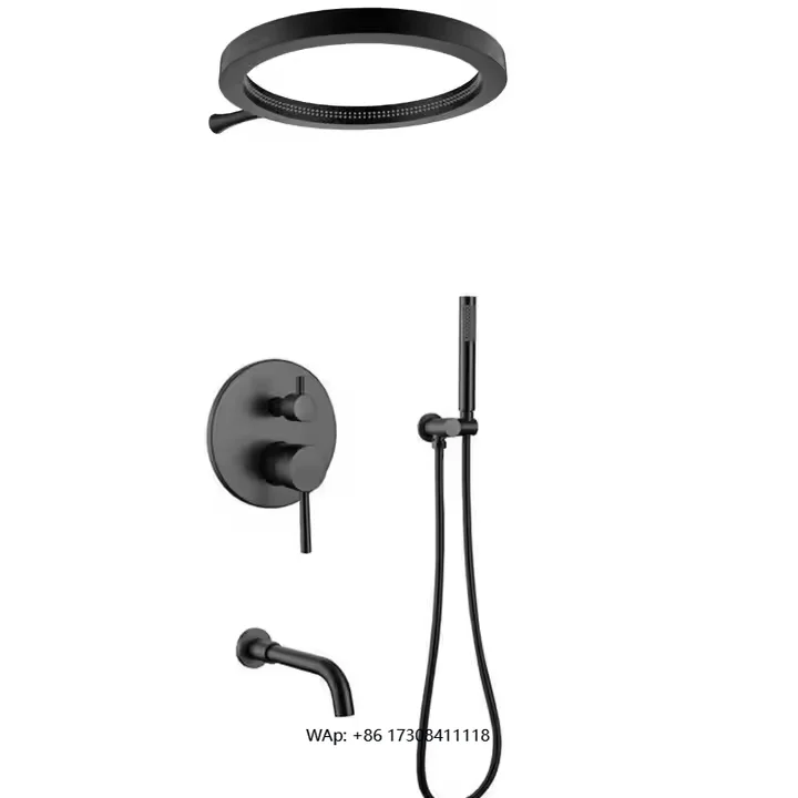 Brass Round Waterfall Design Multifunctional Handheld Shower Head Brass Gold Bathroom Shower System Soft Rain Spray Mode