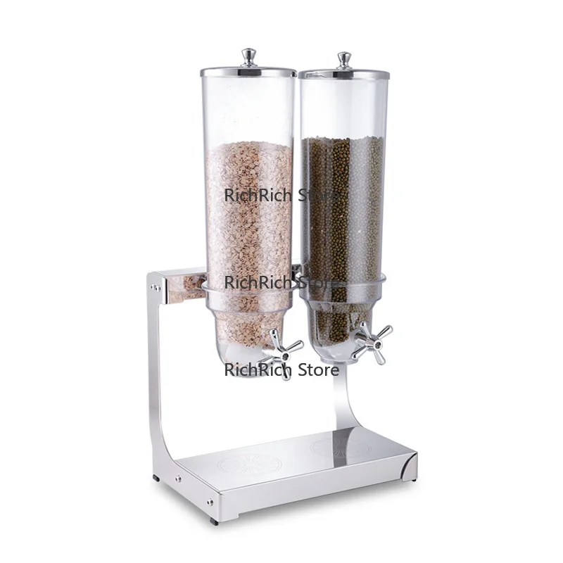 Modern Stainless Steel Cereal & Grain Dispenser for Hotel Buffet with Dried Fruit Separator Wall Mounted Polished Finish