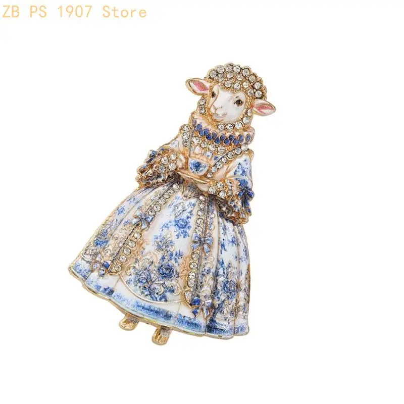 Alloy Sheep Brooch Jewelry with Ornate for Outfits and Bags 55KA