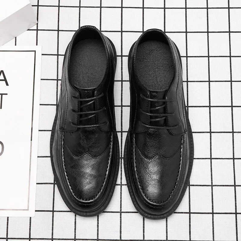 High Quality Leather Men Casual Shoes Breathable formal Mens Dress Shoes Italian Luxury Brand Lace-Up Non-slip Men Driving Shoes