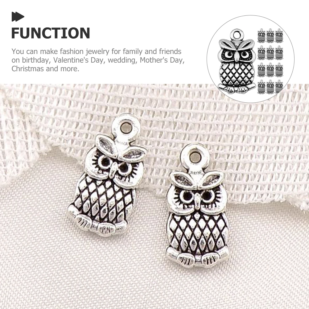 

50pcs Owl Pendant Alloy Charms for Jewelry Making Bracelet Necklace Keychain Supplies Lightweight Gifts Ideas