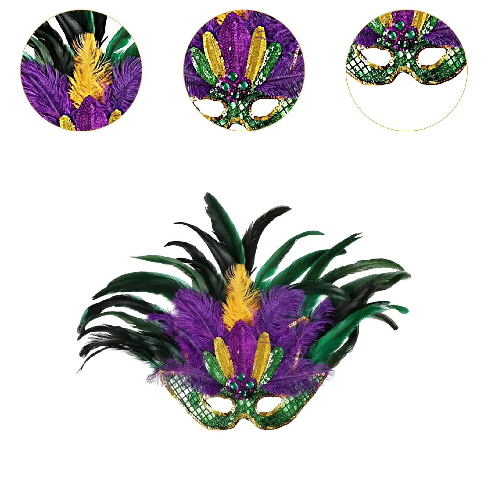 Máscara de baile decoração pena artificial máscara de festa acessório traje para carnaval fantasia vestido carnaval festival mostrar