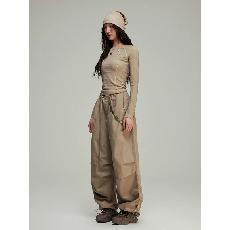 

Футболка с длинными рукавами «Апокалиптическая и разрушенная», женский облегающий топ, осень 2023, новая многослойная рубашка с внутренней отделкой