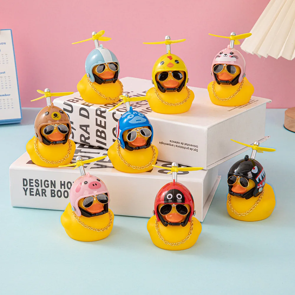 motor Small Yellow Duck Motorcycle Decoration Airscrew Helmet Standing Duck Broken Wind Ducky For Bicycle Motor Riding Cycling