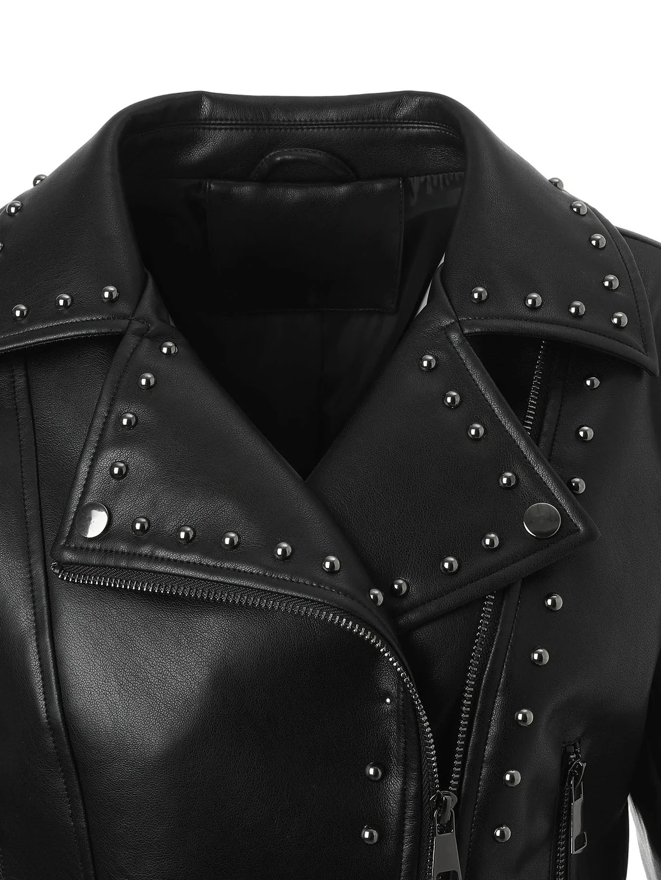 가을 겨울 여성용 블랙 인기 PU 슬림핏 라펠 모터사이클 재킷 펑크 록 숏 가죽 재킷